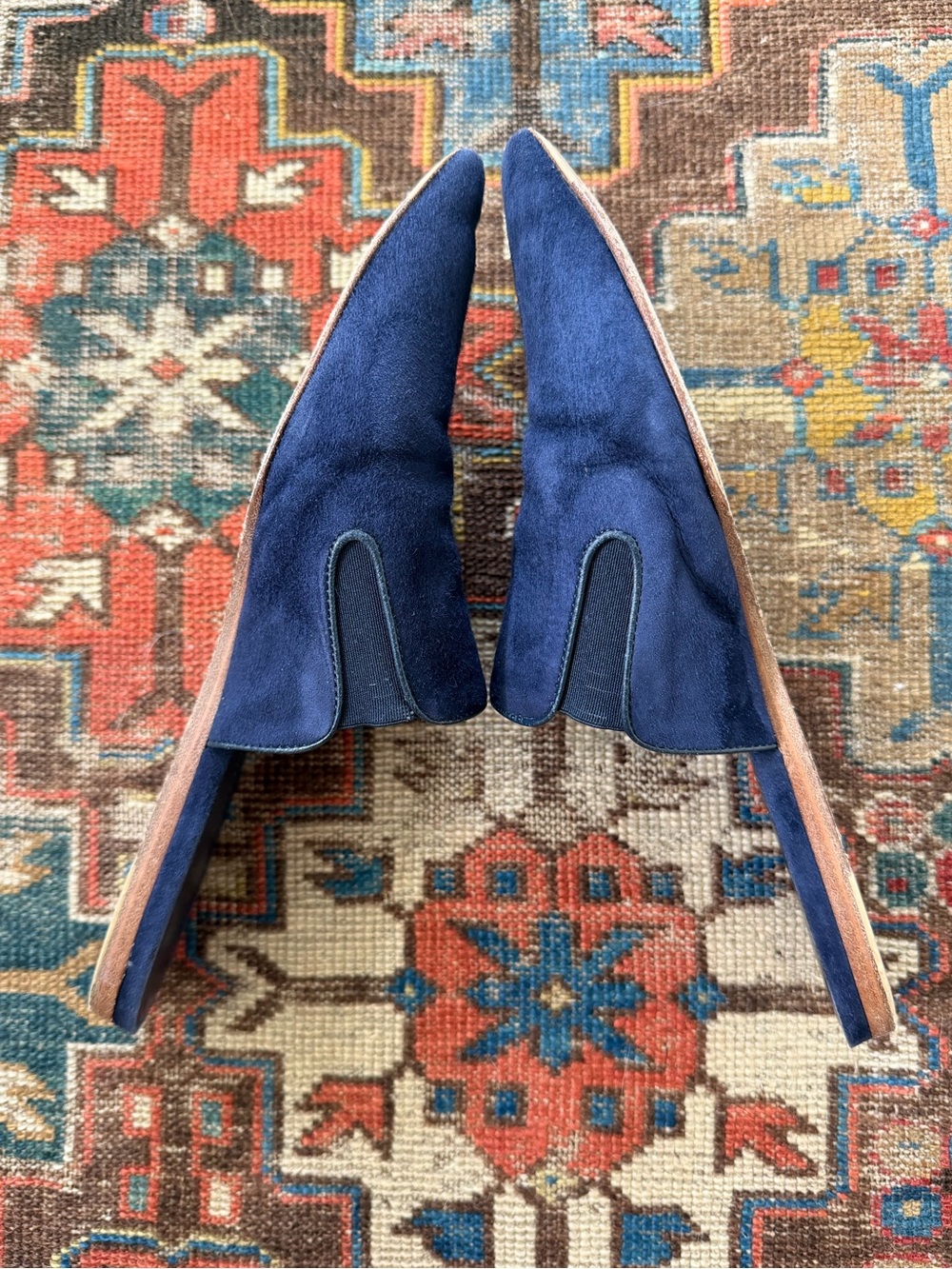Jenni Kayne Navy Suede Pointed Slide Mules - Picture 2 of 5